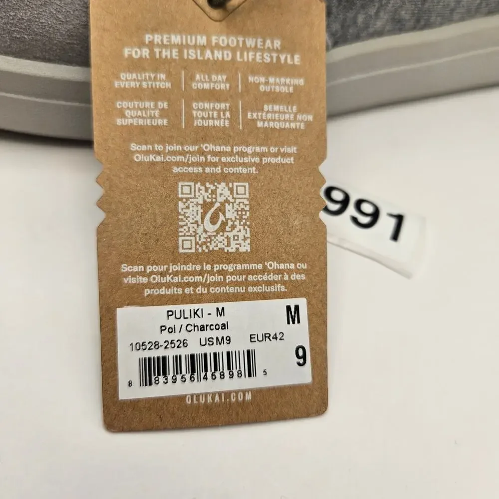 OLUKAI MEN'S 9 PULIKI 10528 POI CHARCOAL MSRP $140 NWOB